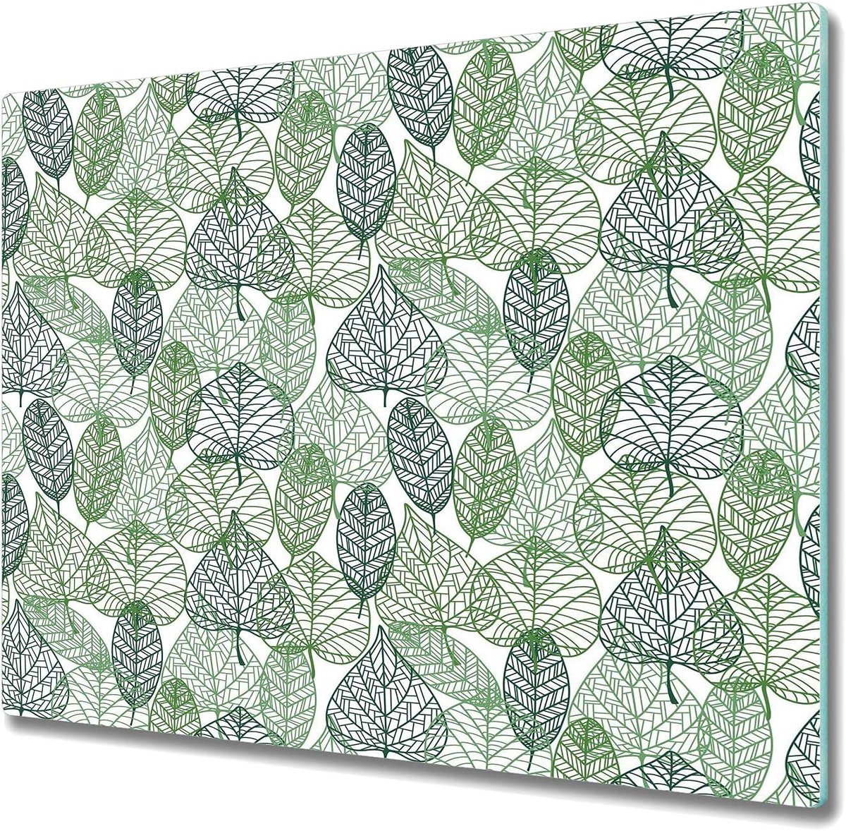 Glazen Snijplank - Kookplaatafdekking - Keuken Beschermen - Hittebestendig Gehard Glas - 80x52cm - Bladschil bladeren