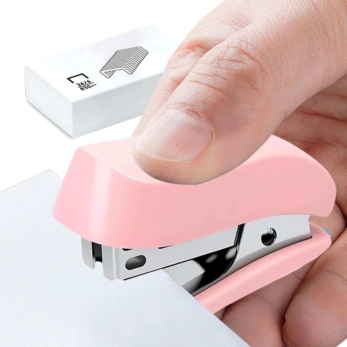 Mini nietmachine - Papier binder - Papier binden - Ingebouwde nietverwijderaar - 67x41x28mm - Roze