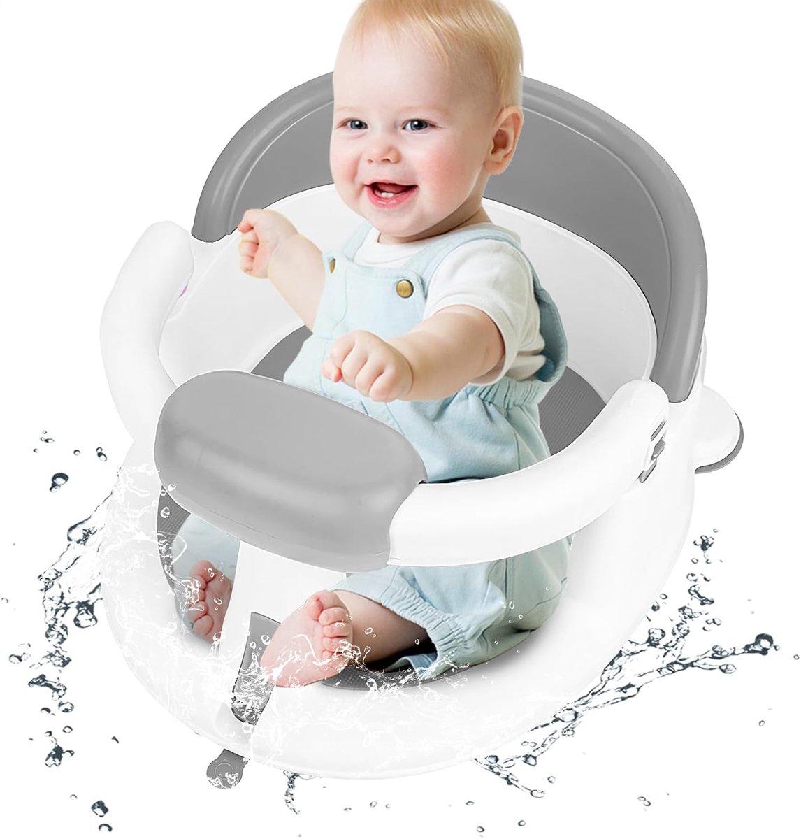 Badzitje Baby - Douchestoel Peuter - Veilig Baden - Antislip Zuignappen - 1620 gram - Grijs