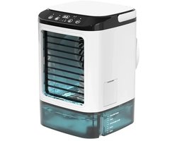 Velmio Airco - Mobiele airco - Met Ijsbox - Extra Verkoelend - Mini airconditioning - Draagbaar - Vernevelend - Met Nachtlamp - 900ML Tank - Voor Slaapkamer, Kantoor en Camping - 16,5×16,5×24cm