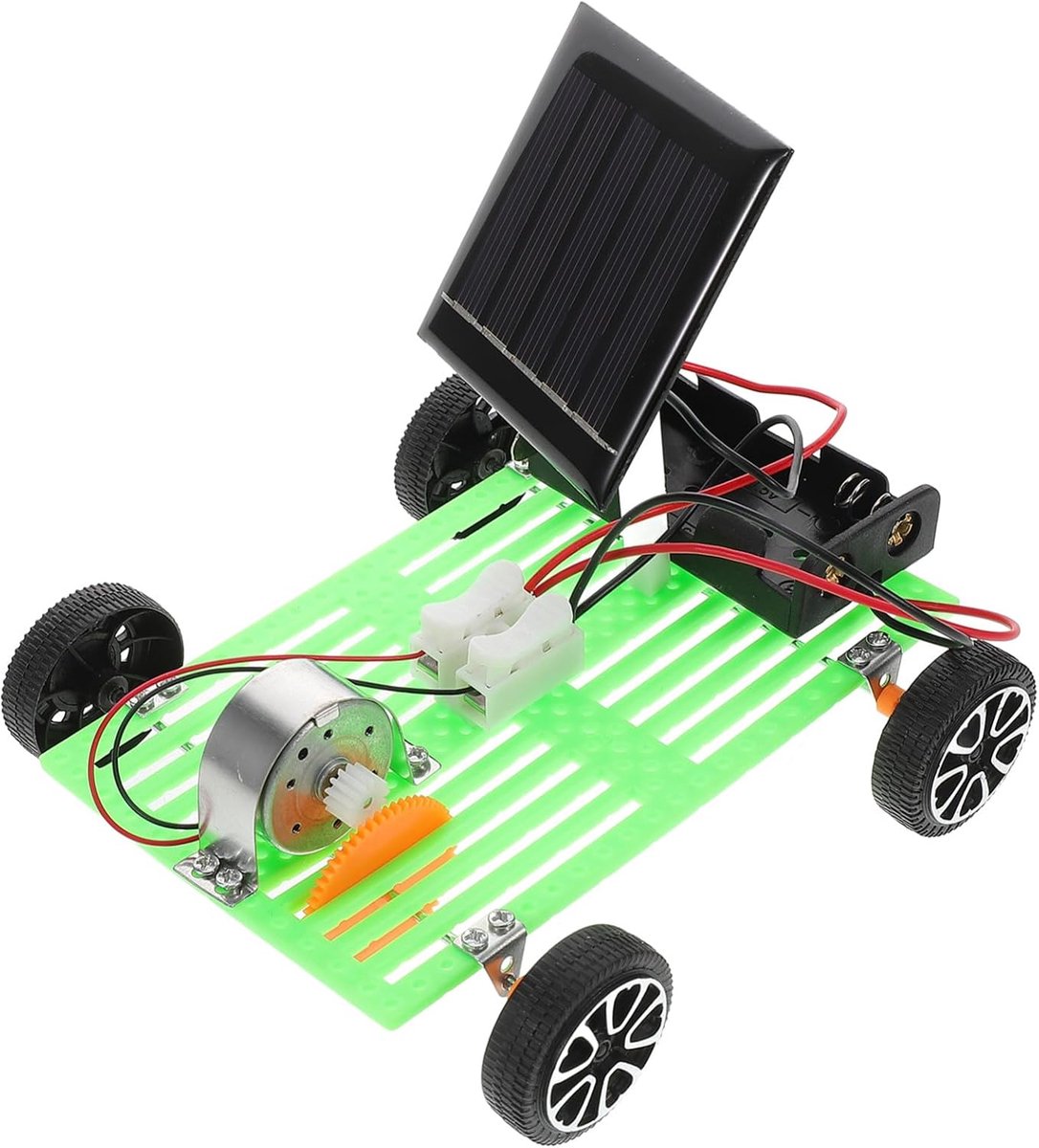 Zonneauto Bouwpakket - Educatief Speelgoed - Techniek Leren - Flexibele Assemblage - 12cm - Multicolor