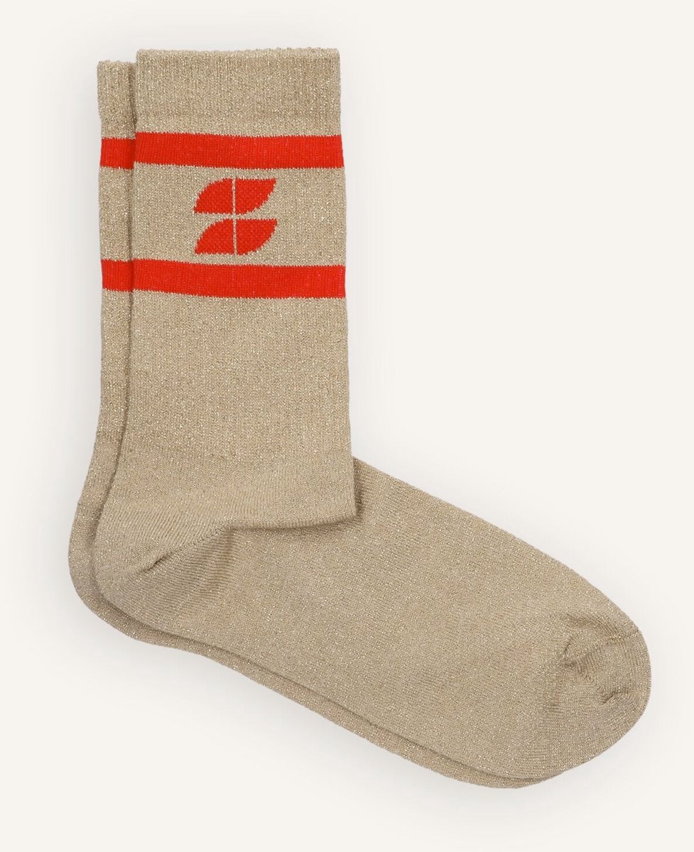 By-Bar Logo Glitter Oyster Socks Beenmode Dames - Goudkleurig - Maat ONESIZE