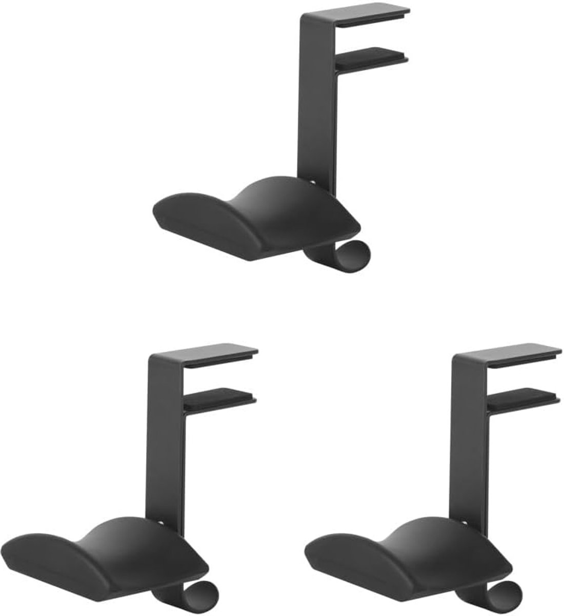 Hoofdtelefoon Hanger - Set Haken - Bureau Organisatie - Zelfklevend Ontwerp - 3 Stuks - Zwart