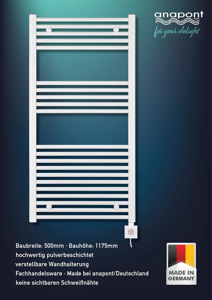 Badkamerradiator Elektrisch - Handdoekwarmer - Badkamer Verwarmen - Inclusief KTX-2 Cartridge - 50x117.5 cm - Wit
