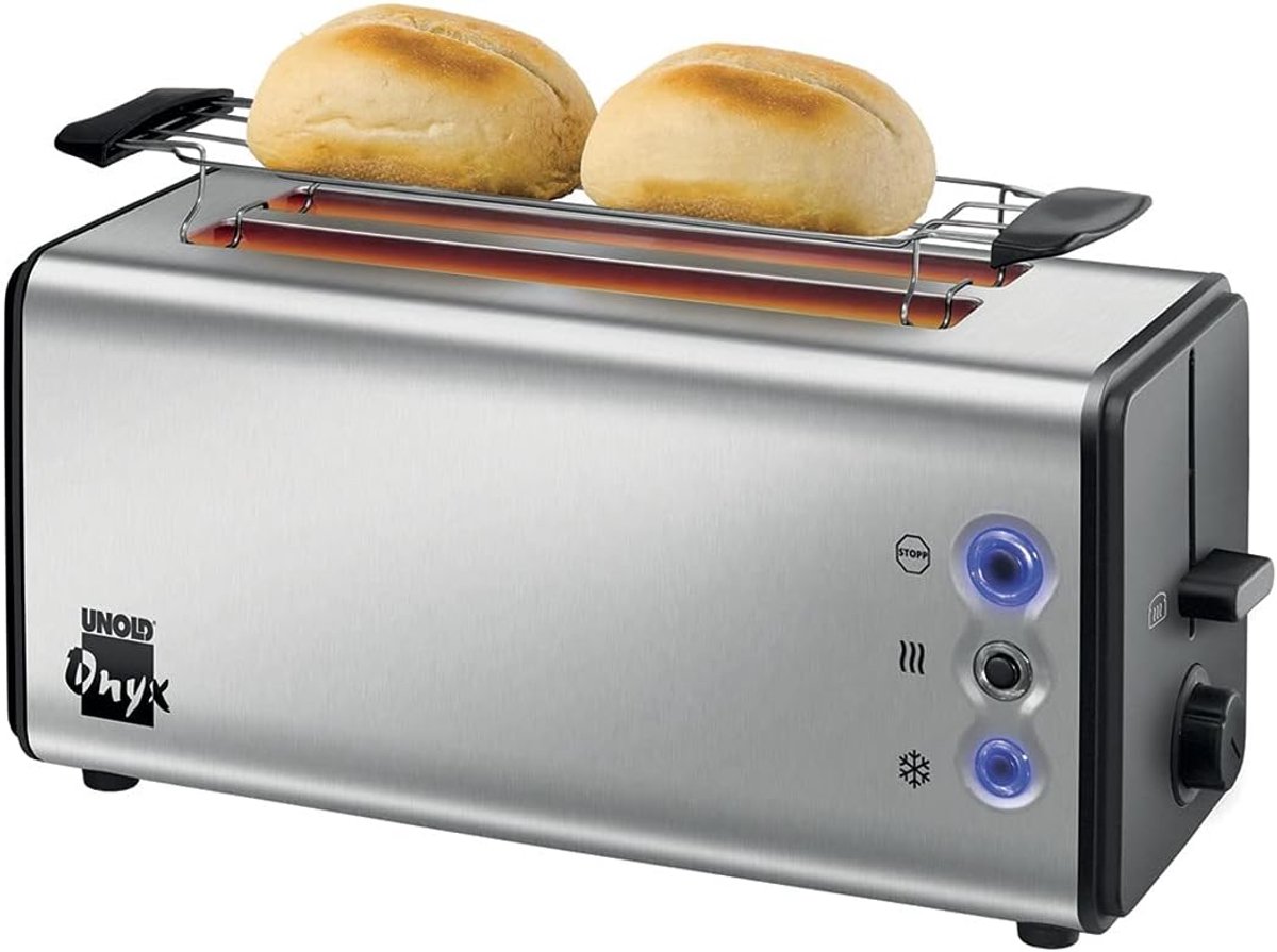 Dubbele Broodrooster - 4 Sneden Rooster - Ontbijt Bereiden - Automatische Centrering - 1400 Watt - Zilver