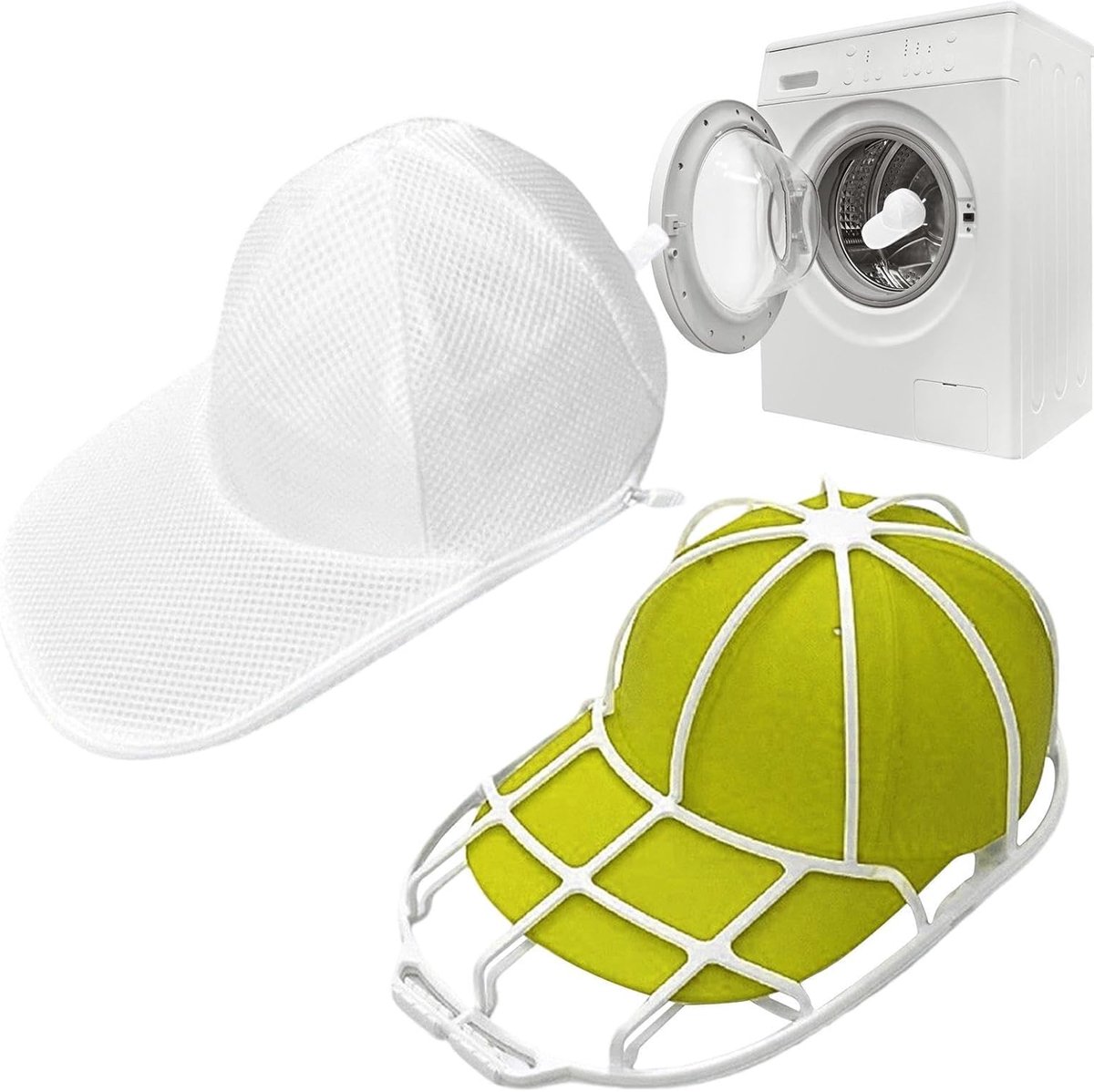 Hoedenbeschermer Voor De Wasmachine - Hoofddeksel Droger En Organizer,Hoedenkooi - Geschikt voor het Organiseren, Reizen, Displayen en Wassen van Platte Baseballcaps en Hoofddeksels in de Wasmachine