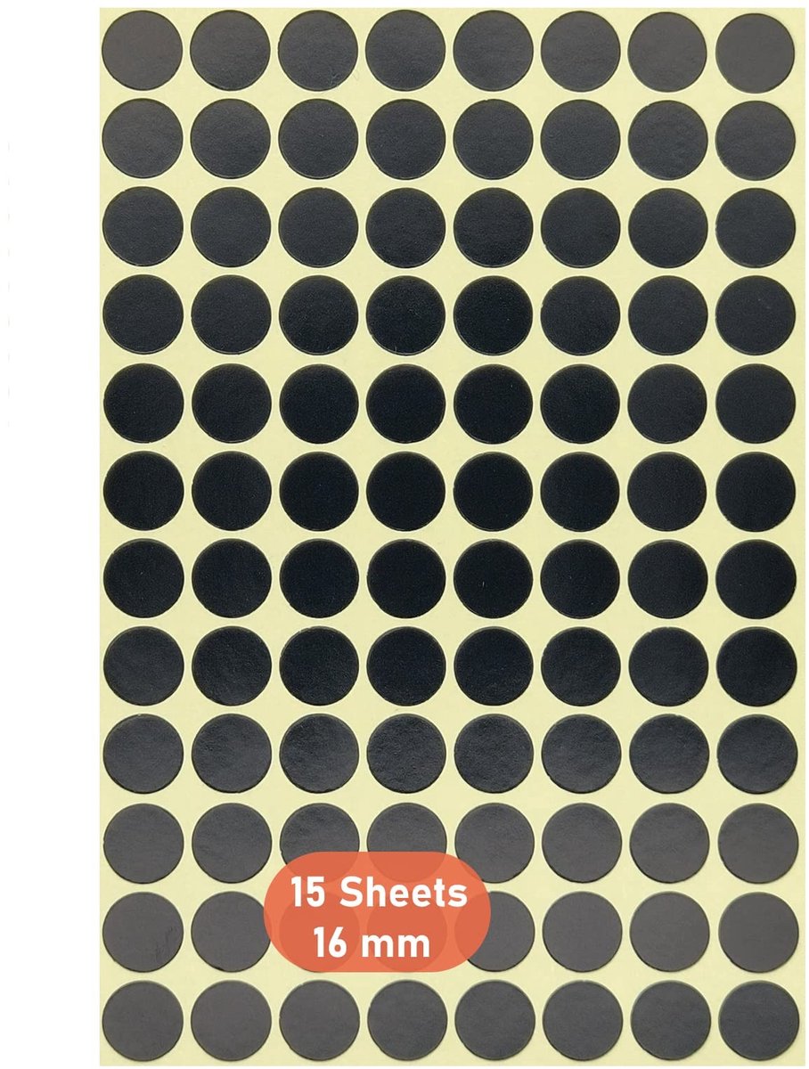 Dailygoods- Dot Stickers 16mm Zelfklevend - Ronde Stickers - Kleurcodering Etiketten - 15 Pack - 1440 Stippen - Papier