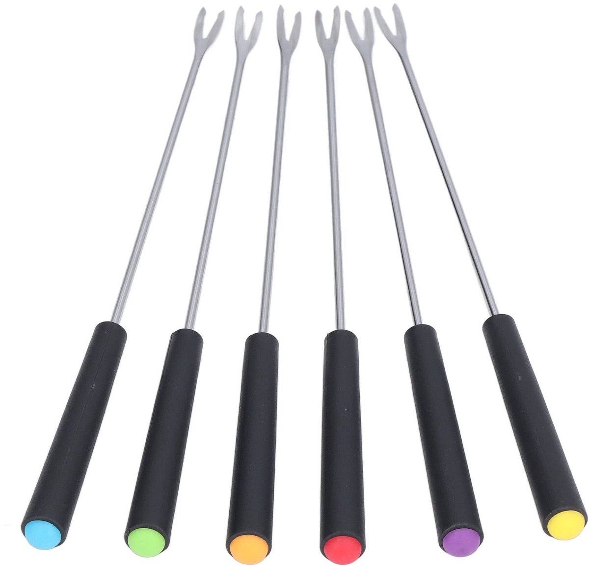 Dailygoods - 6Pcs Fondue Vorken Rvs Fondue Pot Vorken 9.1 Inch Kleur Codering Kaas Fondue Vorken Met Hittebestendige Handvat Voor Kaas Chocolade Fondue Gebraden Marshmallows Vlees