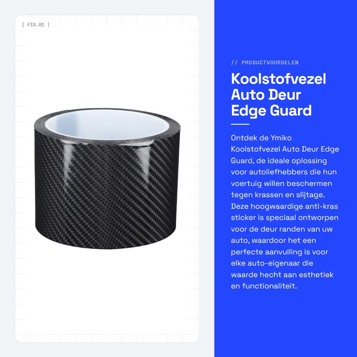 Dailygoods- Deurrandbescherming Koolstofvezel - Anti-kras Strips