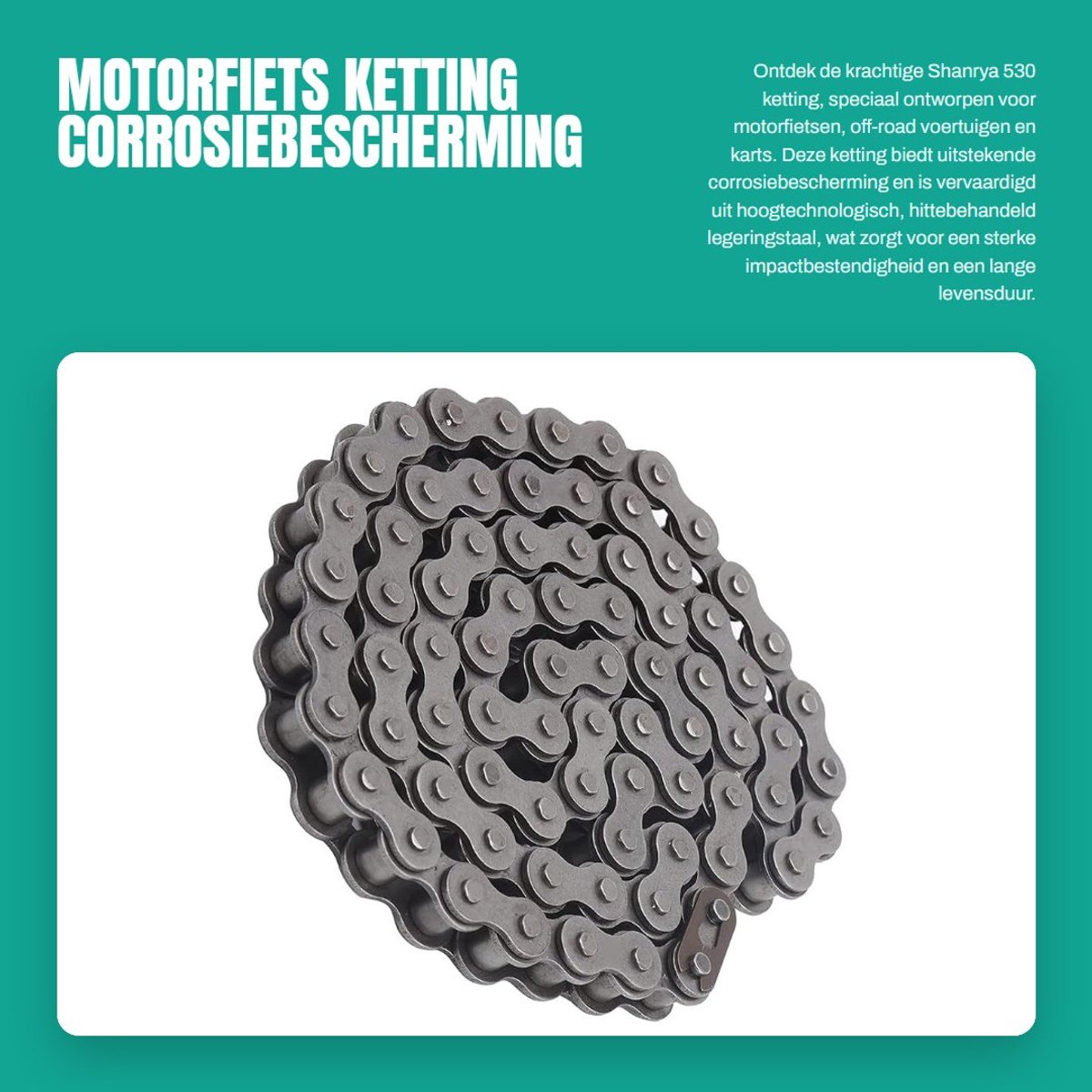 Dailygoods- Motorfiets Ketting Hoogwaardige Staal - Geschikt voor Offroad/ATV - Corrosiebescherming - Schokbestendig - Eenvoudig te Monteren - Hoge Precisie