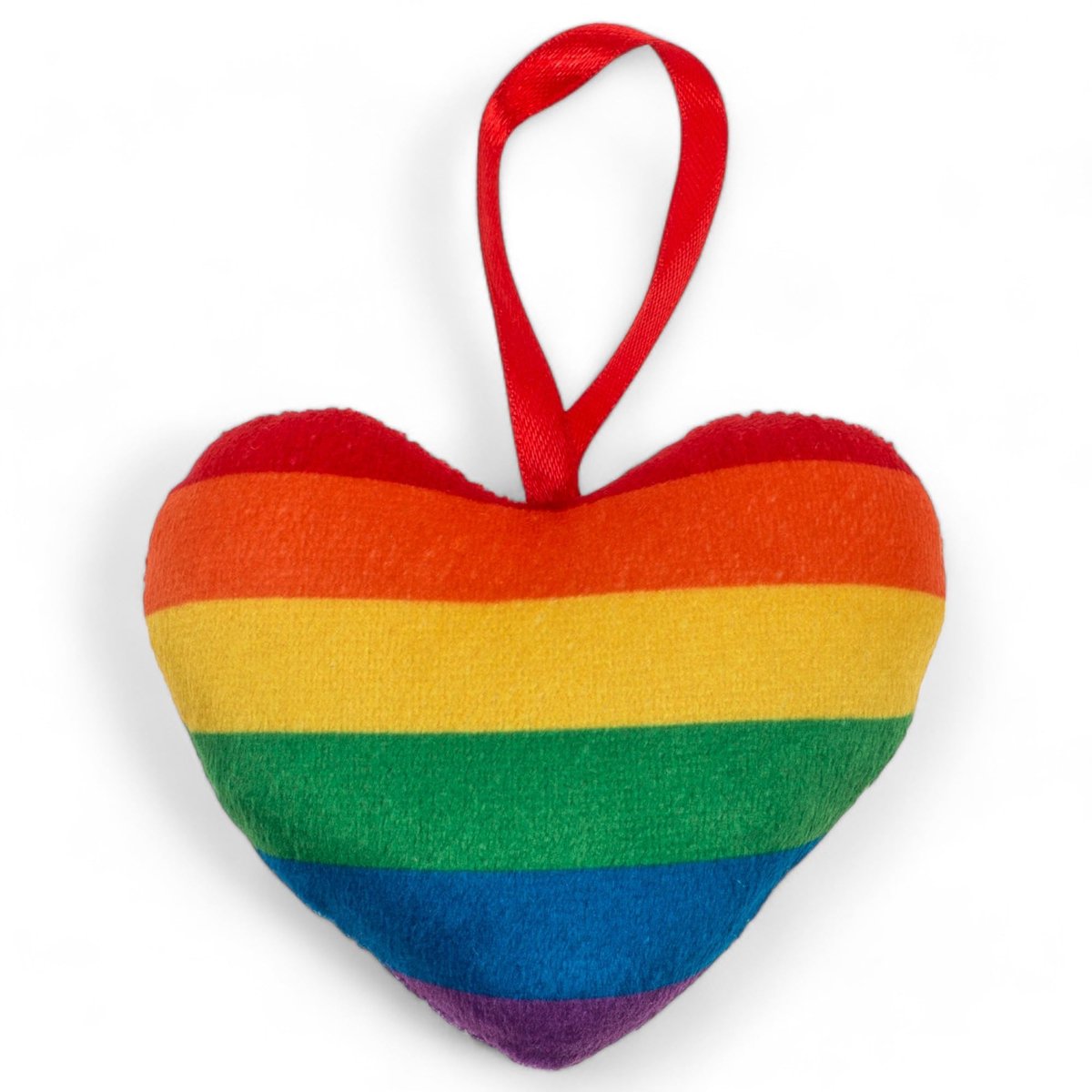 Dailygoods- Pluche Hart Regenboogkleurig - Mini Hanger - 10 cm - 100% Polyester - Tas/Rugzak Accessoire - Decoratie voor Auto - Hartje