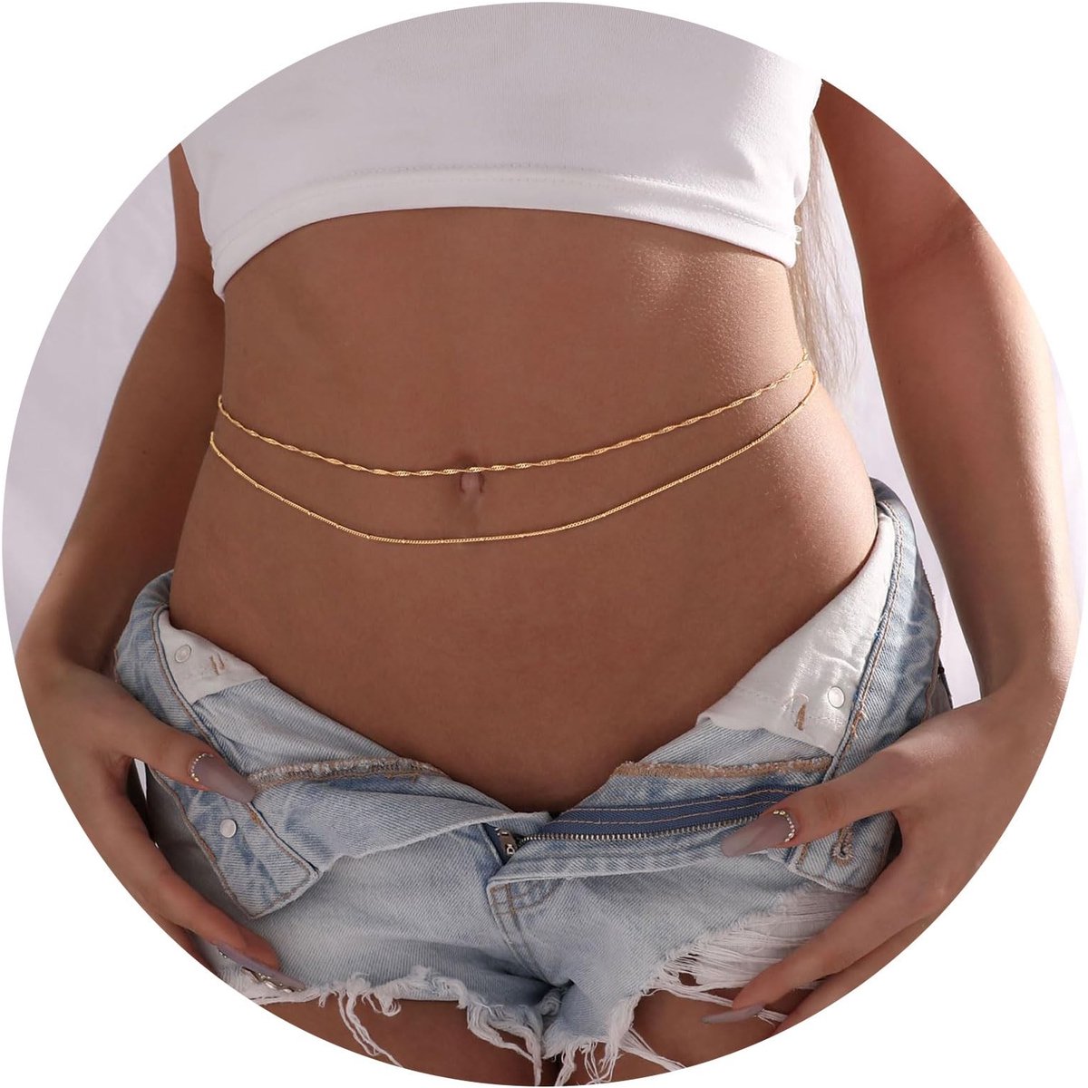 Dailygoods- Buikketting Goud - Tailleketting - Heupketting - Body Chain - 2-delige Set - Verstelbaar en Duurzaam - Lichaamsketting
