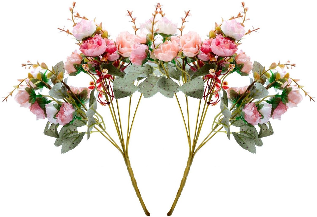 Dailygoods - Realjoy Kunstzijden rozen, 21 bundels kunstbloemen, decoratie, kleine boekett