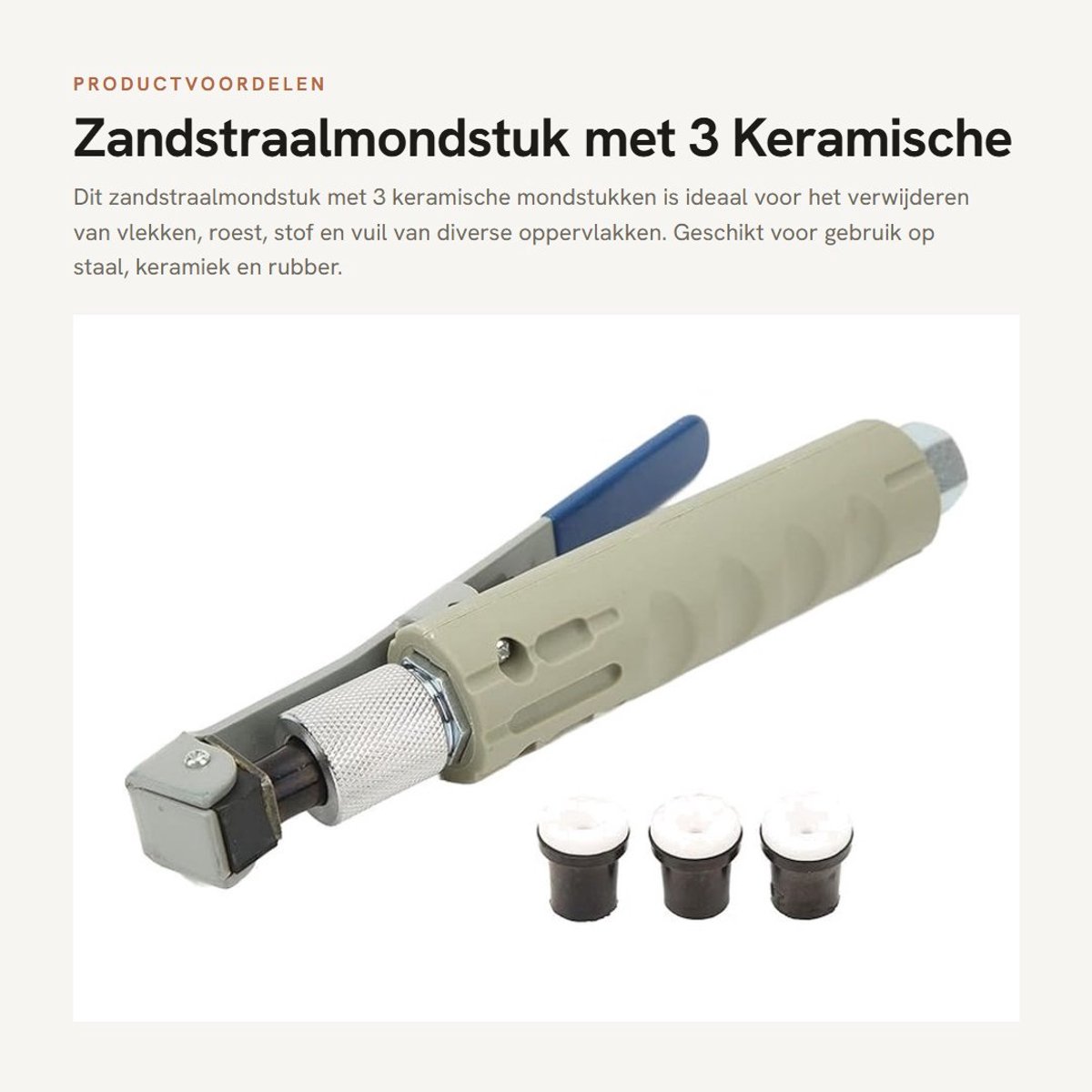 Dailygoods- Zandstraalmondstuk Multifunctioneel - 3 Keramische Mondstukken - Verwijderen van Vlekken/Roest/Stof/Vuil - Geschikt voor Meerdere Media - Ergonomisch Ontwerp - Snel Aan/Uit - Reinigingsmondstuk