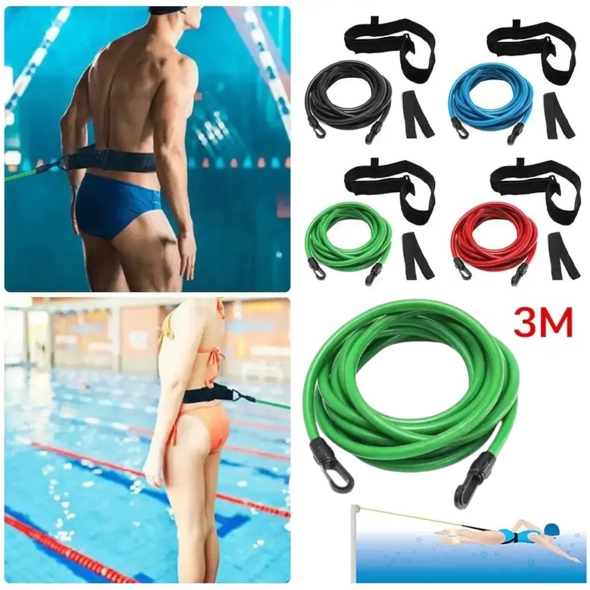 Padisport Zwemtrainer 3M - Zwemelastiek - Zwemgordel - Zwemelastiek Volwassen - Zwemriem - Zwemelastiek Met Weerstand - Swimtrainer