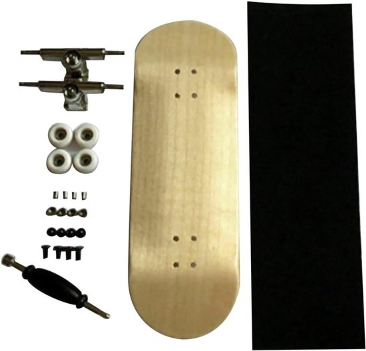 Houten Vinger Skateboard - Mini Skateboard - Vinger Skate Tricks - Inclusief Alle Accessoires - 32 mm Wielmaat - Houtkleur