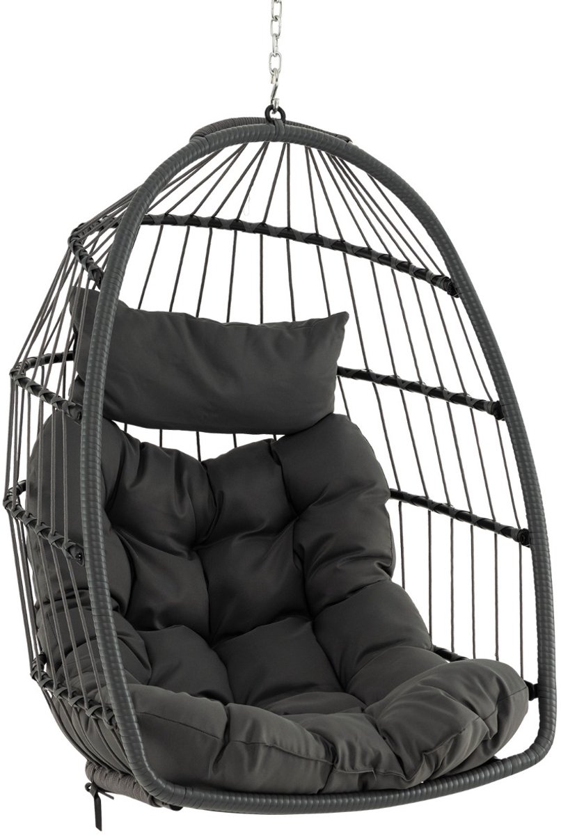 SureDeal® - Tuinmeubel - Hangstoel Opvouwbare Hangmand - Hoofdkussen Zitkussen Hang - Binnen Buiten Grijs - 77,5x74x105 cm - Grijs