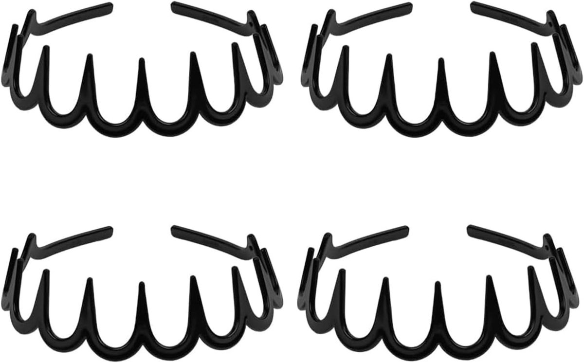 Set van 4 elastische haarbanden voor dames, golvend ontwerp, 12 x 0,6 cm, perfect voor dagelijks gebruik en sportactiviteiten