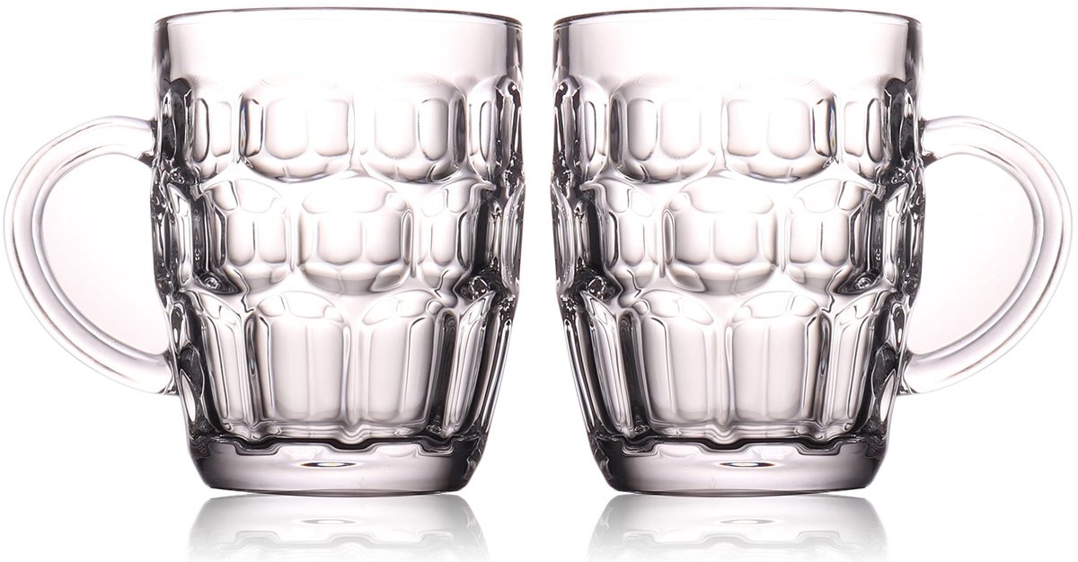 Set van 2 Bierglazen - 1 Pint met Handvat