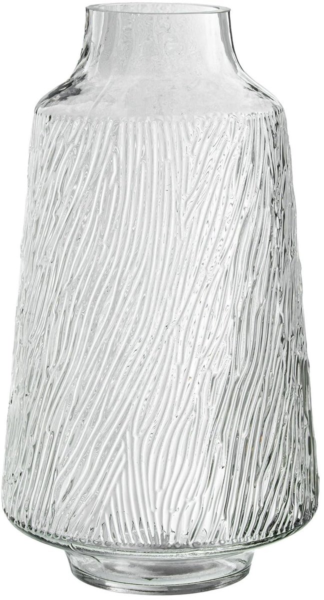 Tafelvaas van Ribbelglas - Transparant 17,5 x 17,5 x 30 cm