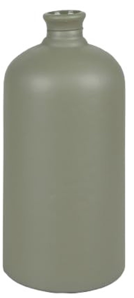 Olijfgroene Recycled Glas Vaas - Elegant en Natuurlijk