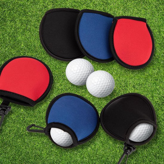 Draagbare Golfbal Reinigingszak met Clip voor Golfkar en Golfbag, Set van 6 in Rood, Blauw en Zwart - Ideaal voor Golfliefhebbers en Onderhoud van Golfballen — afbeelding 3