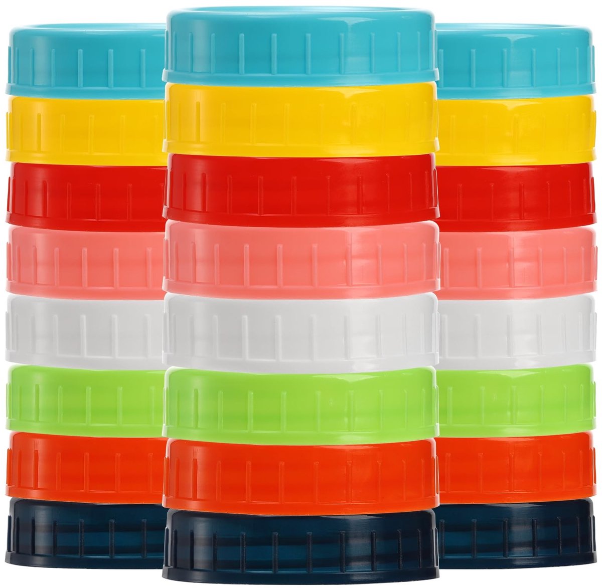 24 Plastic Lids voor Mason Jars - 86mm met Siliconen Ringen