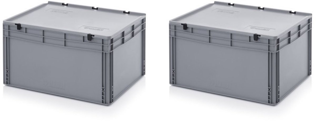 Eurocontainers Set van 2 - 80 x 60 x 43.5 cm - Met scharnierdeksel