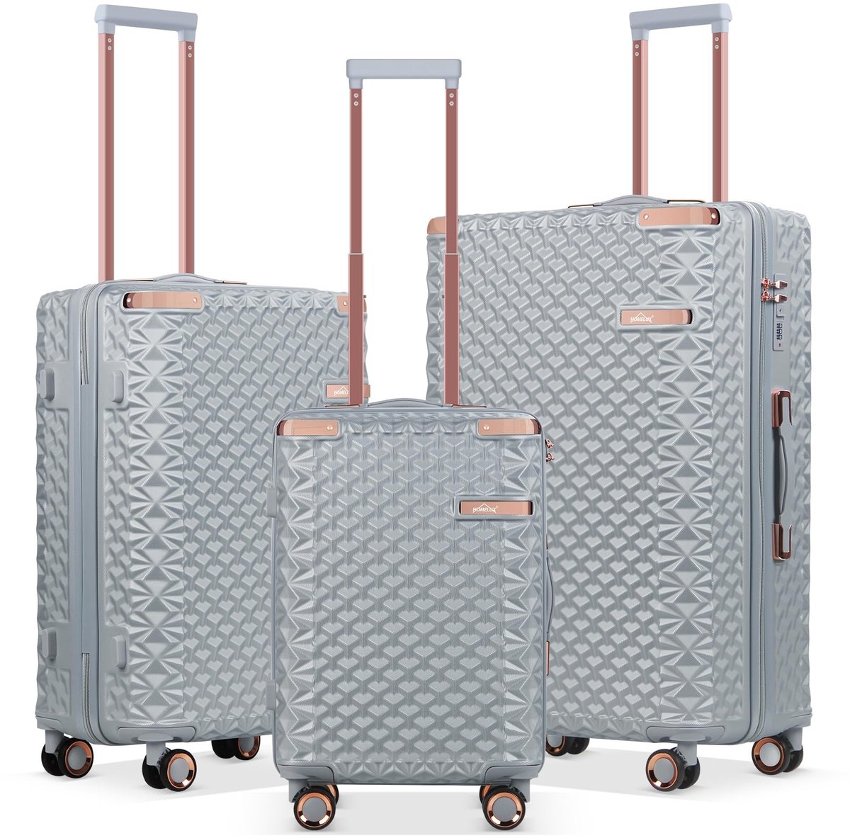 Koffer Set van 3 - Lichtgewicht en Sterk - Zilvergrijs en Roségoud