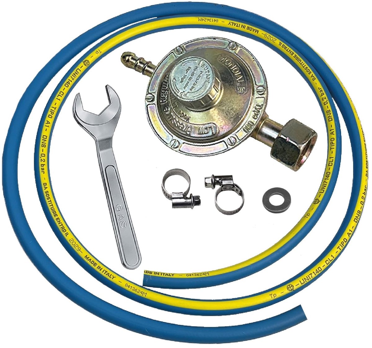 Professionele 4-delige Slangenset - Voor Gas - Inclusief Regulator en Klemmen