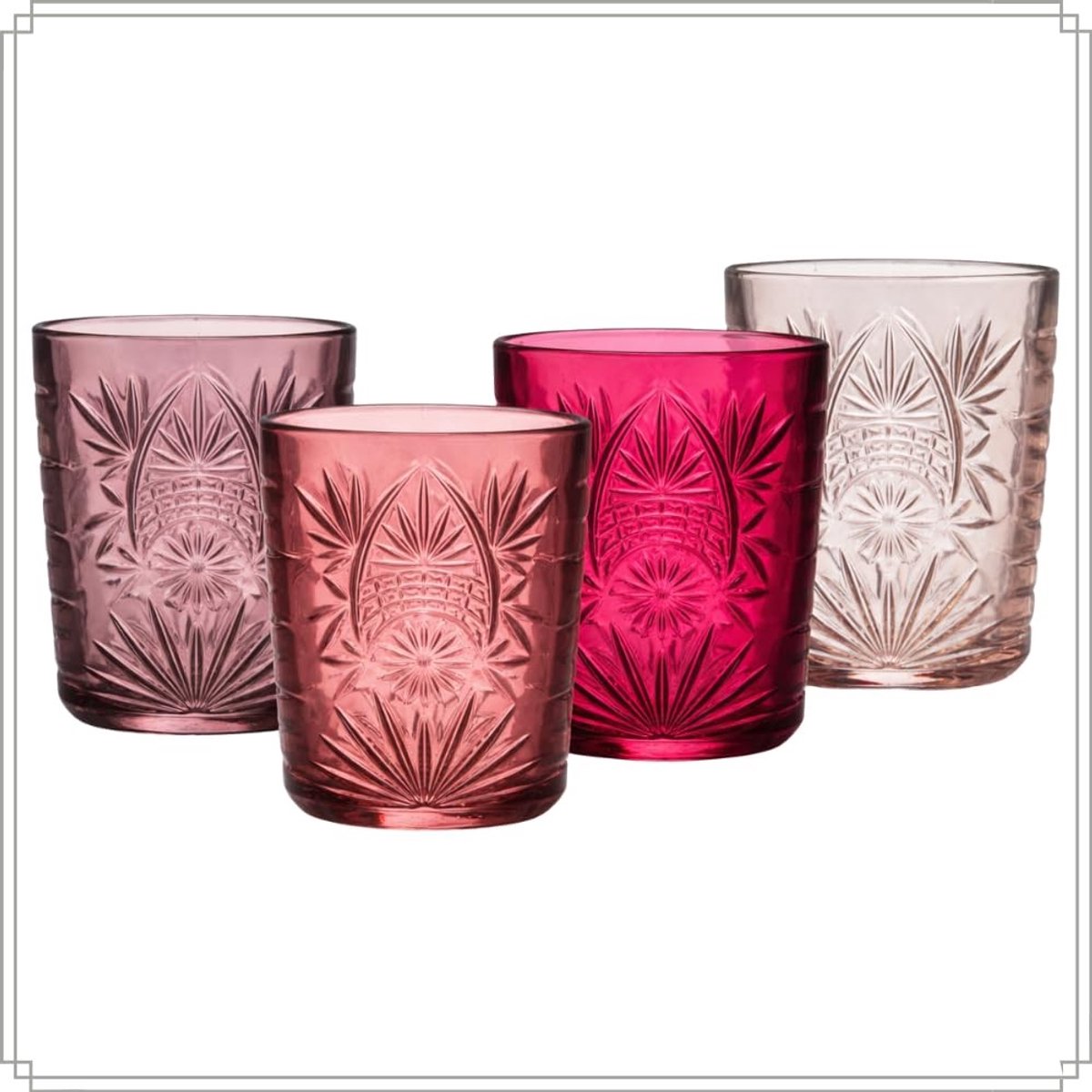 Drinkglazen Set van 4 - Roze - 350 ml