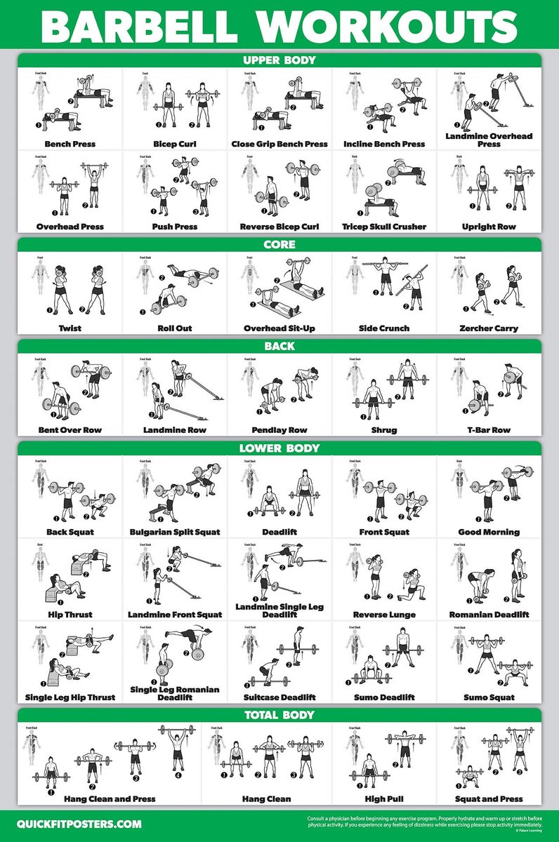 Barbell Workout Poster - Gelamineerd - 18" x 24"