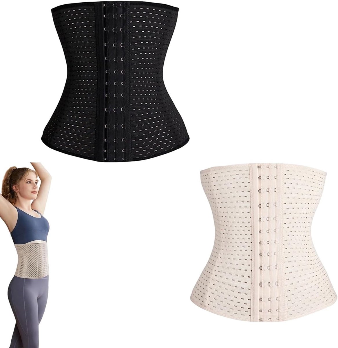 Verstelbare en Ademende Taille Trainer voor Gewichtsverlies en Slanker Taille voor Vrouwen - 2 Stuks