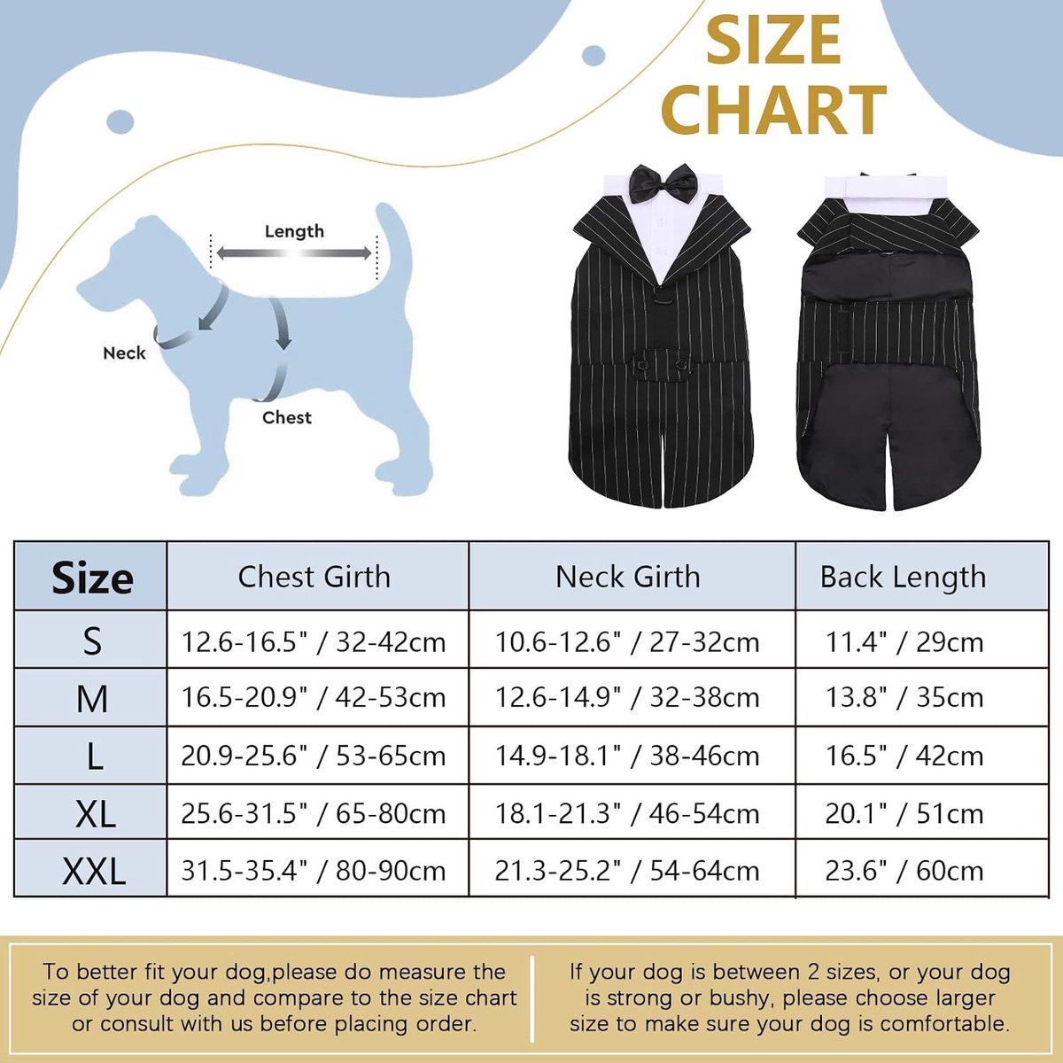Stijlvol Tuxedo Shirt voor Honden met Vlinderdas - Perfect voor Bruiloften, Feestjes en Halloween - Geschikt voor Puppies en Volwassen Honden (Gestreept, L)