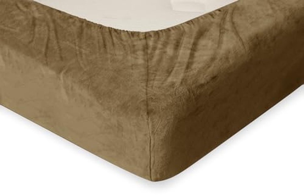 Fitted Sheet Flanel Fleece Goud 160x200cm