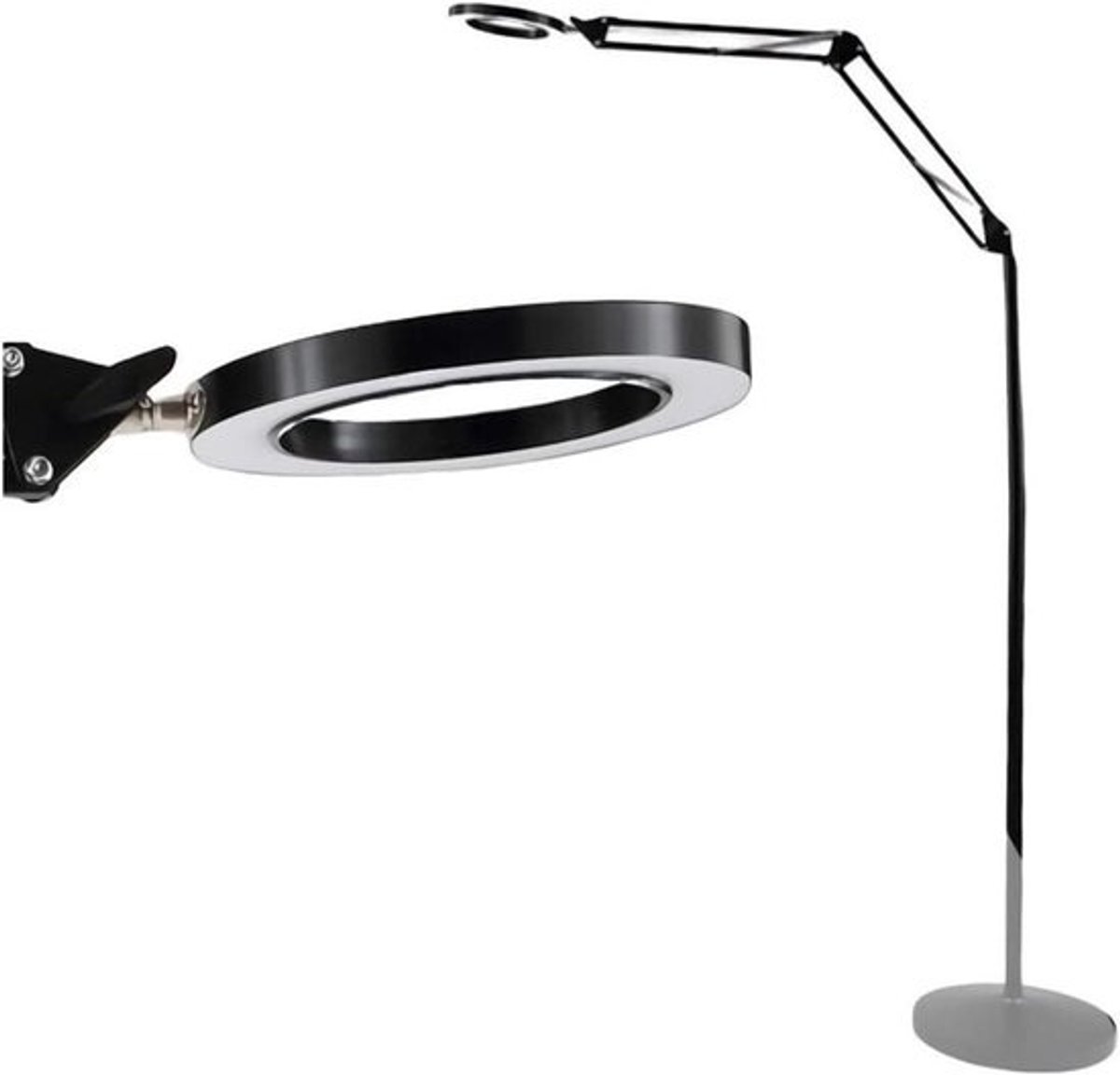 Vergrootglas Vloerlamp - Leeslamp Staande Lamp - Detailwerk Vergemakkelijken - 3 Dioptrie Glaslens - 180 cm - Zwart