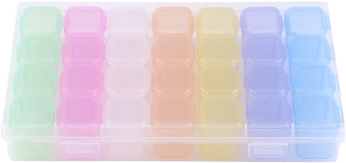 Nail Art Opbergdoos met 28 Compartimenten voor Sieraden, Kralen en DIY Kunstprojecten