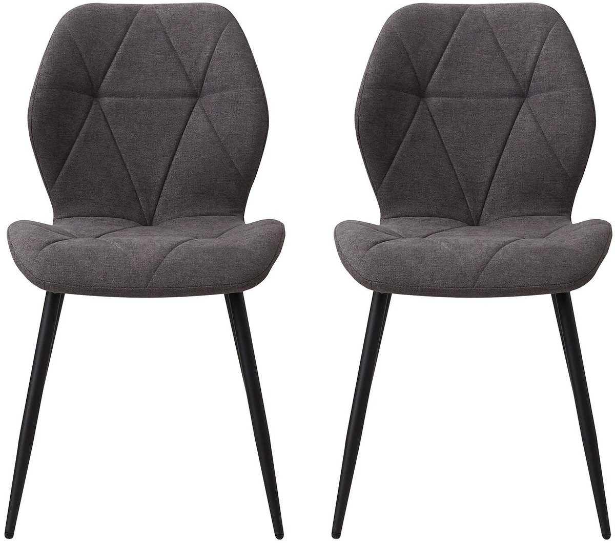 Brandistry - Eetkamer Stoelen - Stoelen - Eetkamer - Set Van 2 - Moderne Eetkamerstoelen - Stalen Poten - 48x42x86 - Donkergrijs