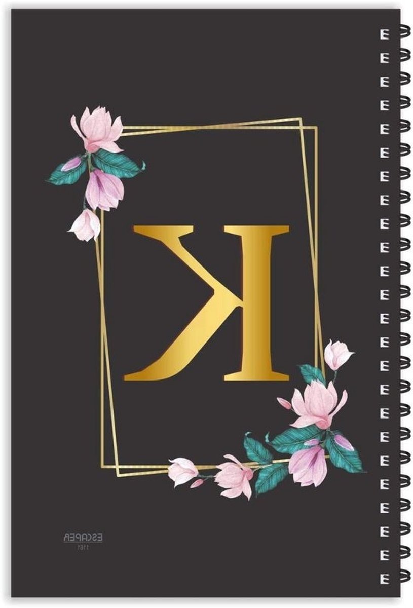 K Letter Notitieboek - Agenda K Dagboek - Notities Maken - 160 Pagina's - A5 formaat - Meerkleurig