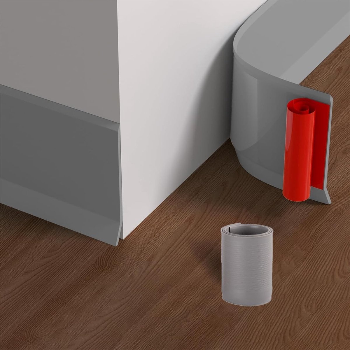 Zelfklevende PVC Plinten voor Keuken en Badkamer | Flexibele Plinten met Glad Afwerking | Breedte 10cm, Lengte 3m, Grijs