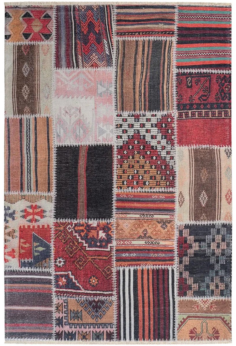 Dutch XXL Vintage Vloerkleed | Tapijt | Atoil | Patchwork | Multikleur | 75x150 cm