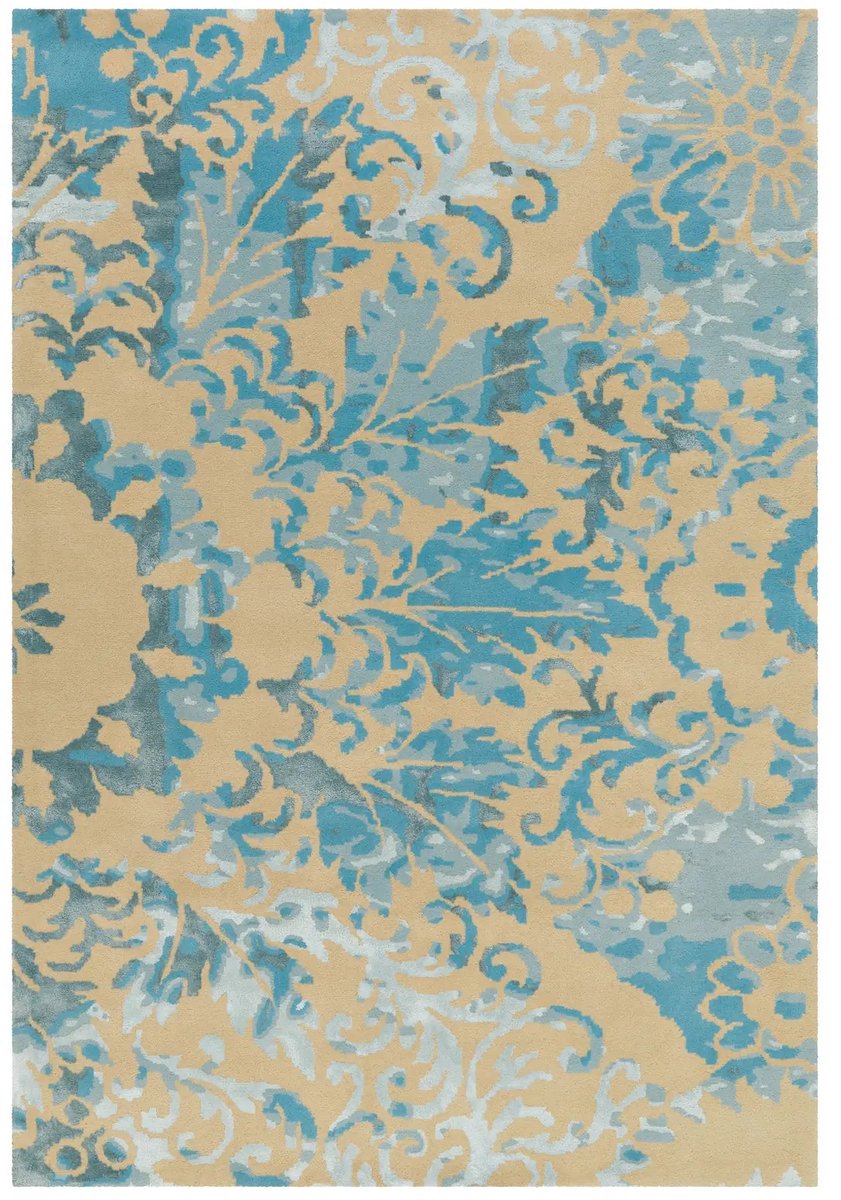 Dutch XXL Wollen Vloerkleed | Tapijt | Satin | Ornamenteel | Crème/Turquoise | 120x180 cm Crème / Turquoise