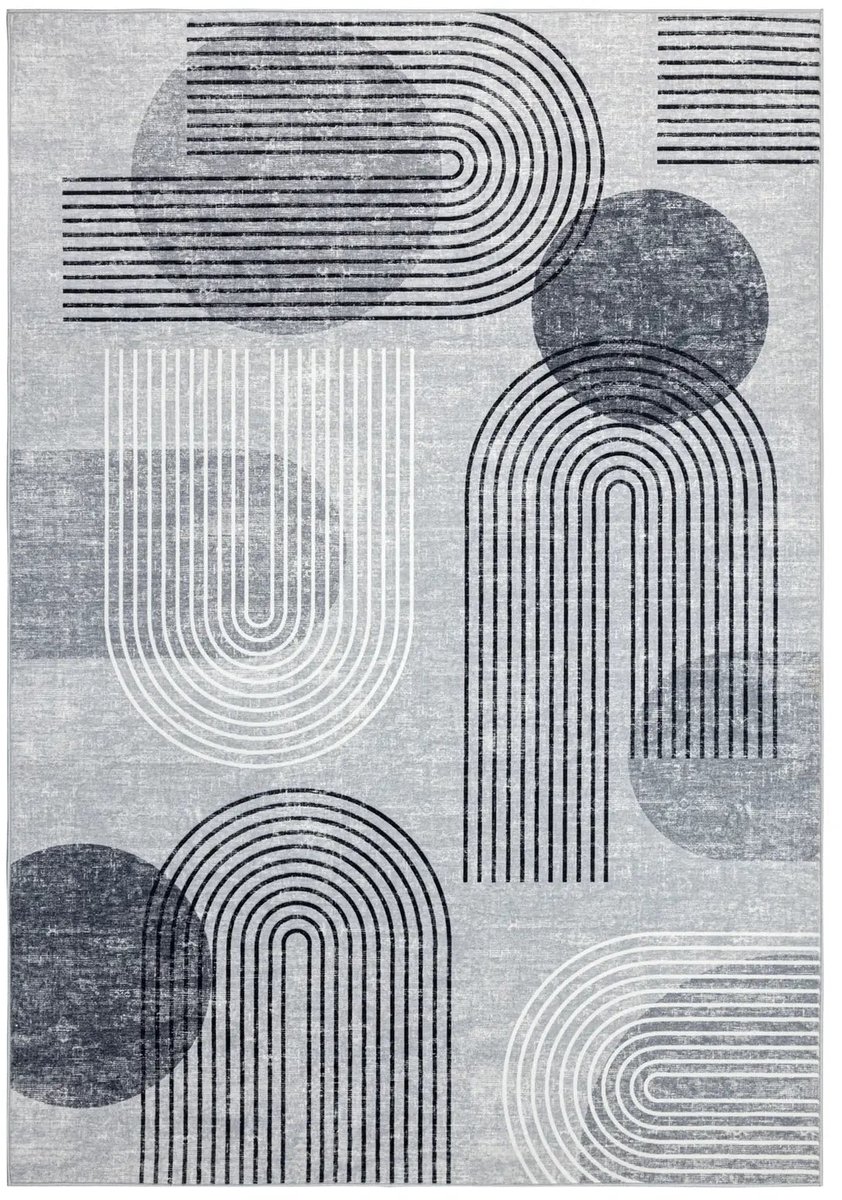 Dutch XXL Laagpolig Vloerkleed | Tapijt | Visionary | Geometrisch | Grijs | 200x290 cm