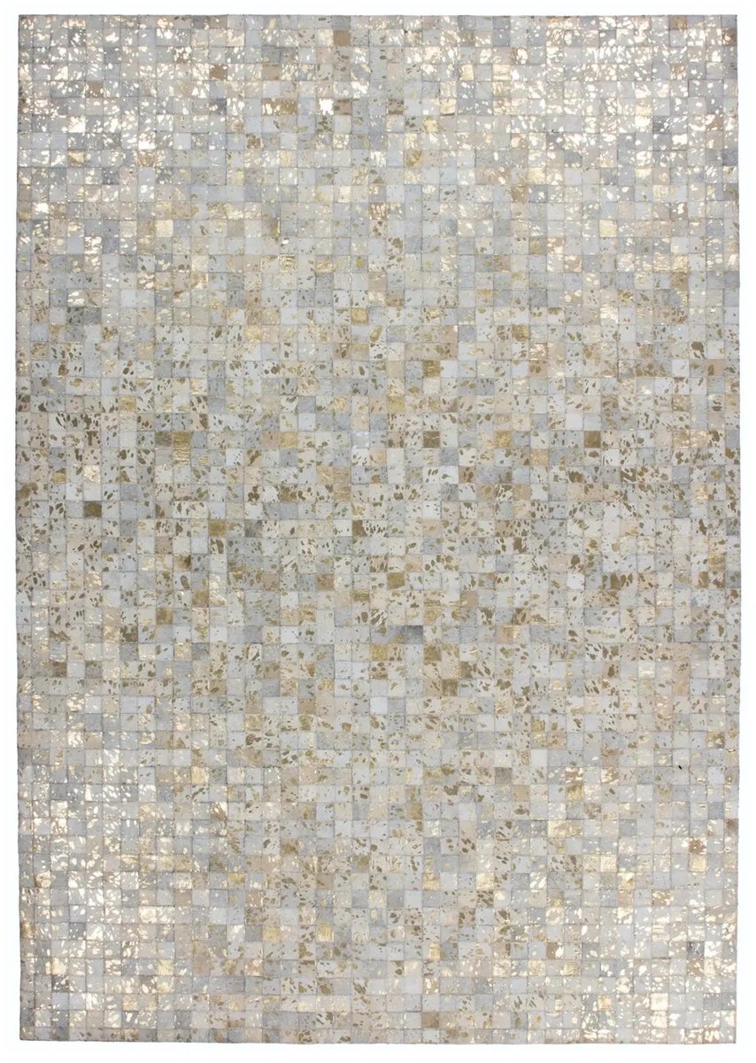 Dutch XXL Leren Vloerkleed | Tapijt | Rocket | Patchwork | Crème/Goud | 120x170 cm Crème / Goud