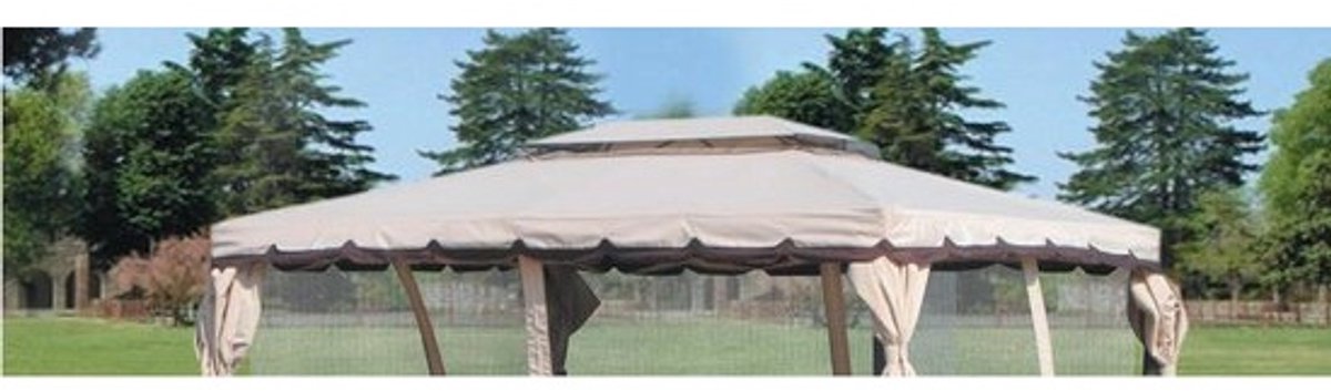 Afdekzeil voor Paviljoen - Vervangend Overtrek - Bescherming Tuinmeubelen - Met Airvent Muggennet - 3 x 4 m - Antraciet