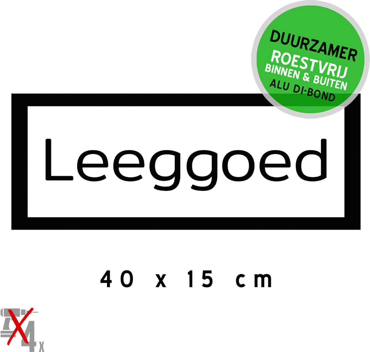 Pictogram/ bord Dibond | "Leeggoed" | 40 x 15 cm | Lege flessen | Retourneren | Drankflessen | Verpakking | Supermarkt | Duurzaam | Roestvrij | Gemakkelijk te lijmen | Metaal paneel | Verkleurd niet | 1 stuk