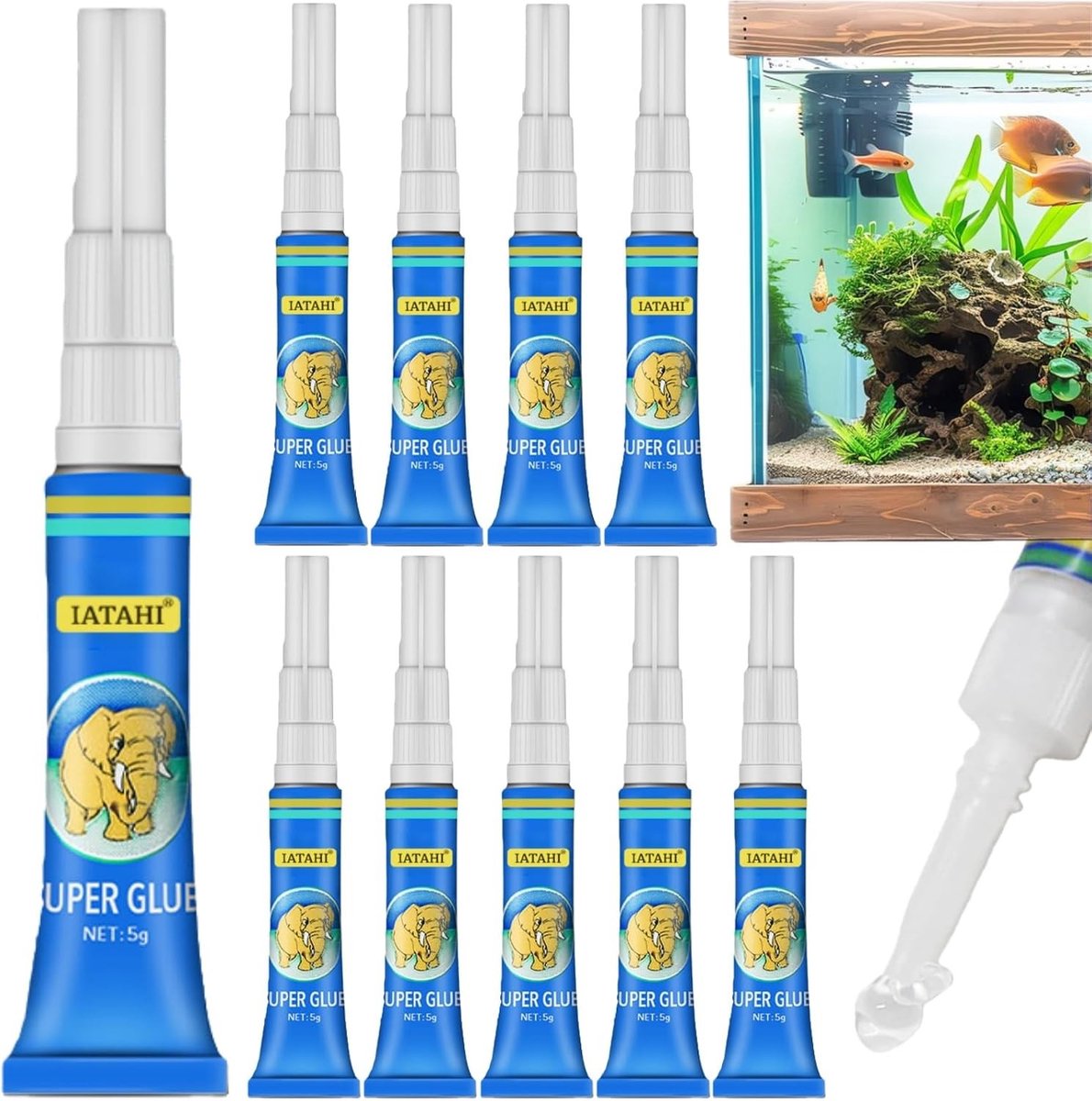 Multifunctionele Aquarium Lijm, 10 Stuks Transparante Mastic en Silicoon voor Planten, Sneldrogende en Veilige Lijm voor Decoratie en Onderhoud van Aquaria