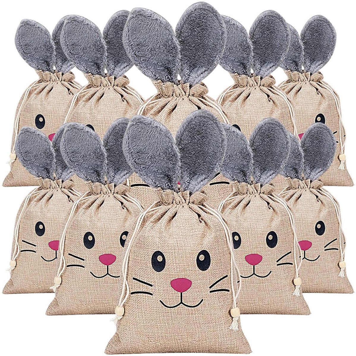 10 Stuks Jute Paaszakjes - Hazenoren