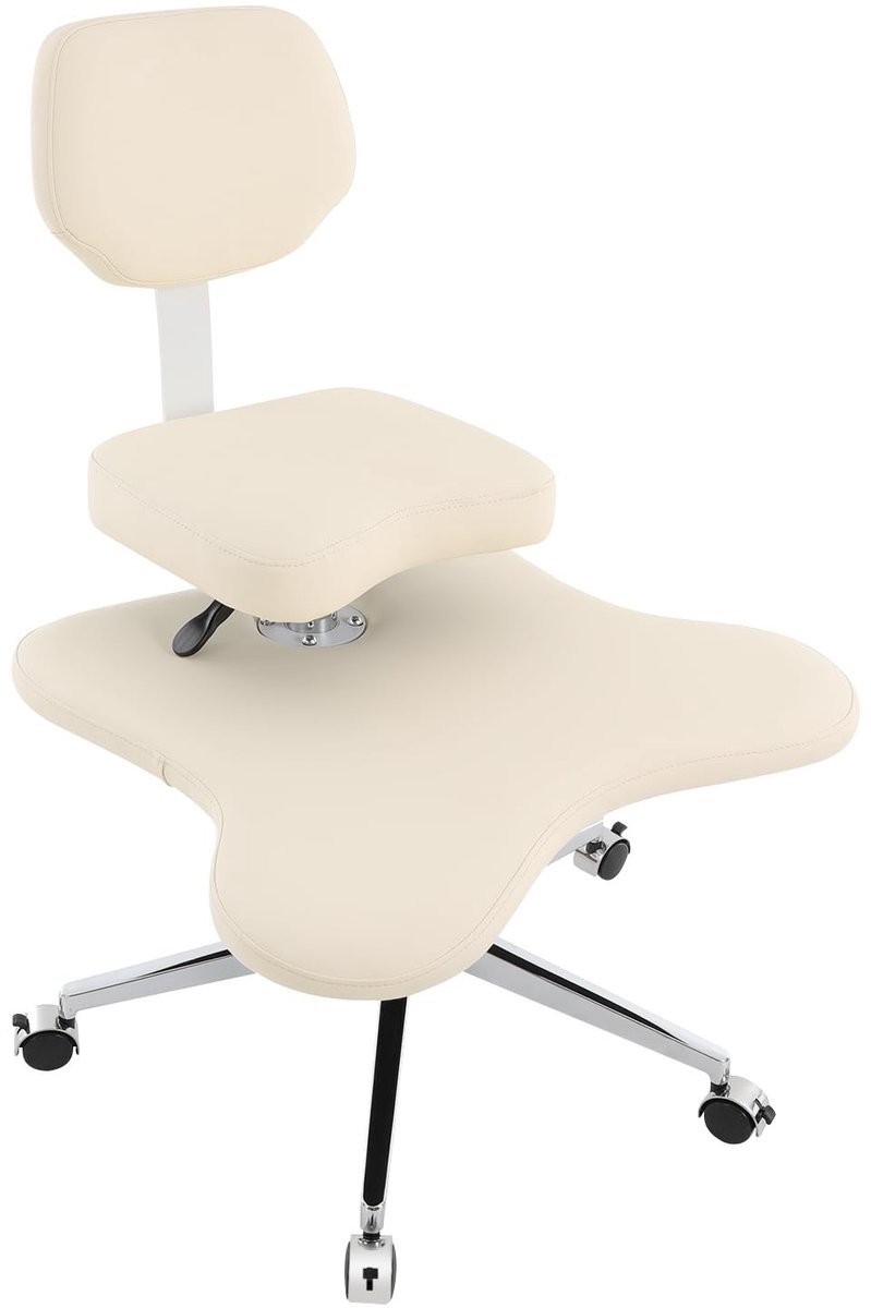 Bureaustoel met verstelbare hoogte en wielen - Ergonomische kniestoel in wit