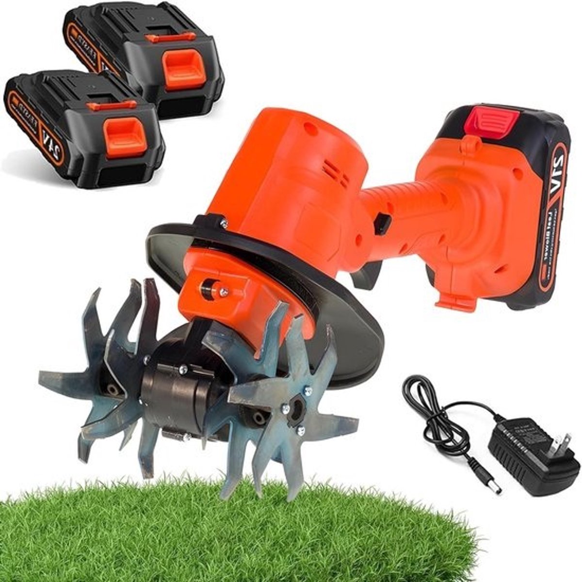 Draadloze Tuinfrees - Bodemwoeler Cultivator - Bodem Bewerken - Oplaadbare Batterij - 10 cm Werkdiepte - Zwart